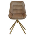 Buffalo Grey Genuine Leather Chair with Gold Finish Legs