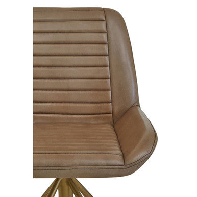 Buffalo Grey Genuine Leather Chair with Gold Finish Legs