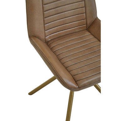 Buffalo Grey Genuine Leather Chair with Gold Finish Legs
