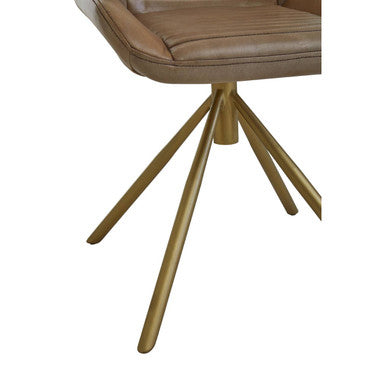 Buffalo Grey Genuine Leather Chair with Gold Finish Legs