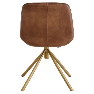 Buffalo Brown Genuine Leather Chair with Gold Finish Legs