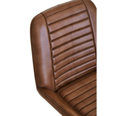 Buffalo Brown Genuine Leather Chair with Gold Finish Legs