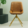 Buffalo Brown Genuine Leather Chair with Gold Finish Legs