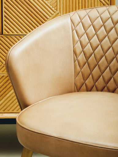 Buffalo Grey Genuine Leather Chair with Tufted Back