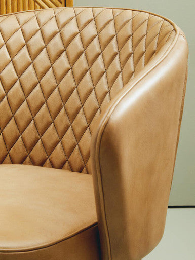 Buffalo Grey Genuine Leather Chair with Tufted Back
