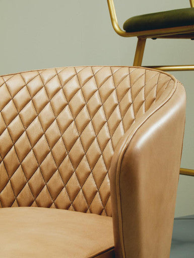 Buffalo Grey Genuine Leather Chair with Tufted Back