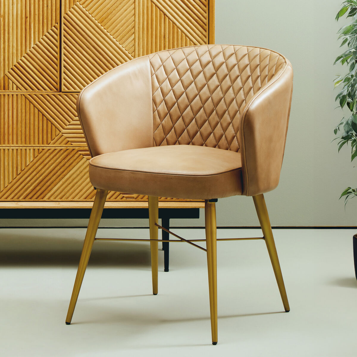 Buffalo Grey Genuine Leather Chair with Tufted Back