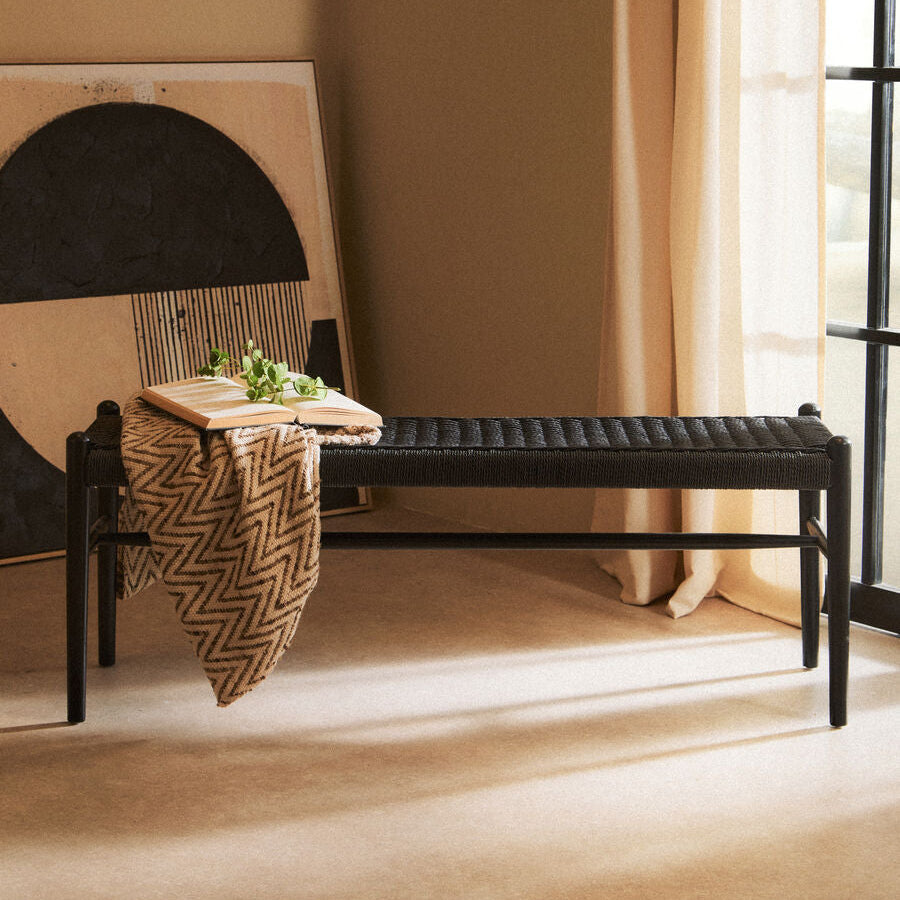 Cebu Black Rope Bench with Rope Seat