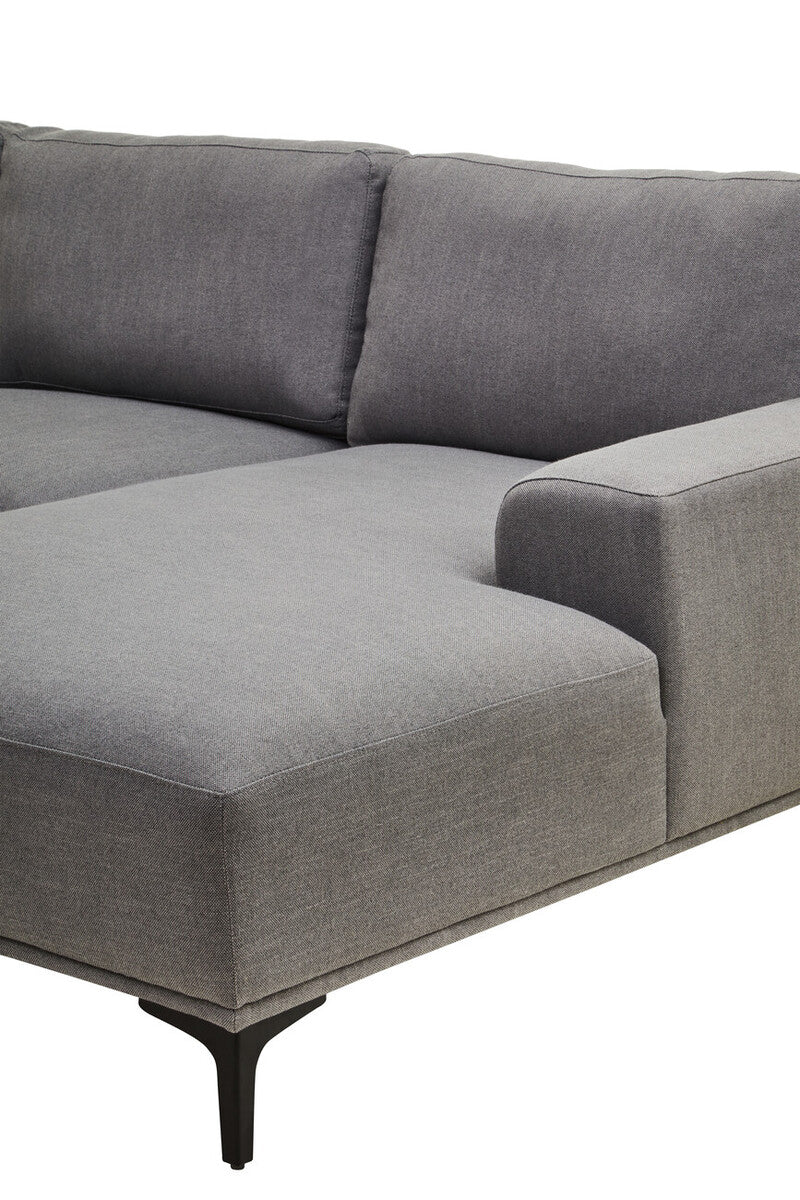 3 Seater Grey Fabric Right Chaise Sofa, Toulon