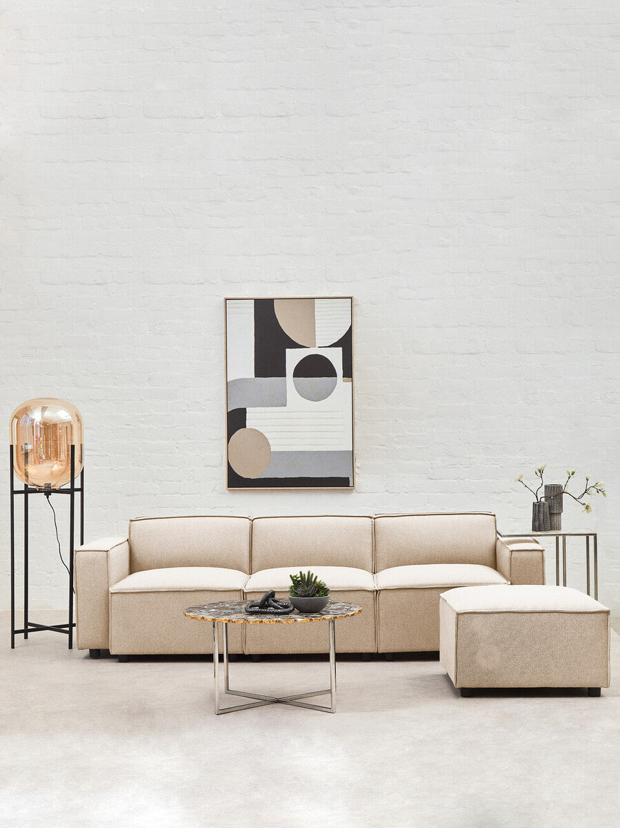 Cream Fabric Modular Ottoman, Toulouse
