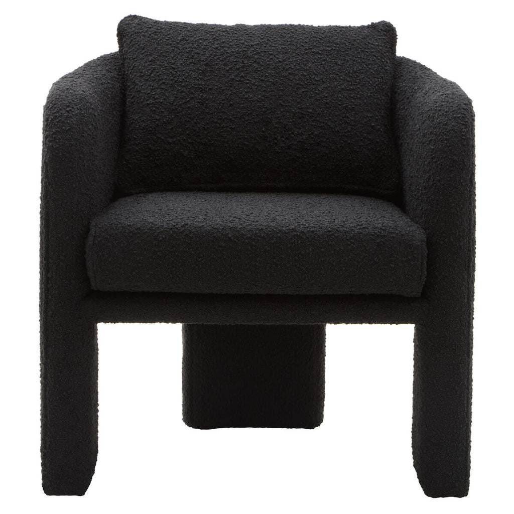 Ozzero Black Boucle Curved Armchair with Matching Cushion