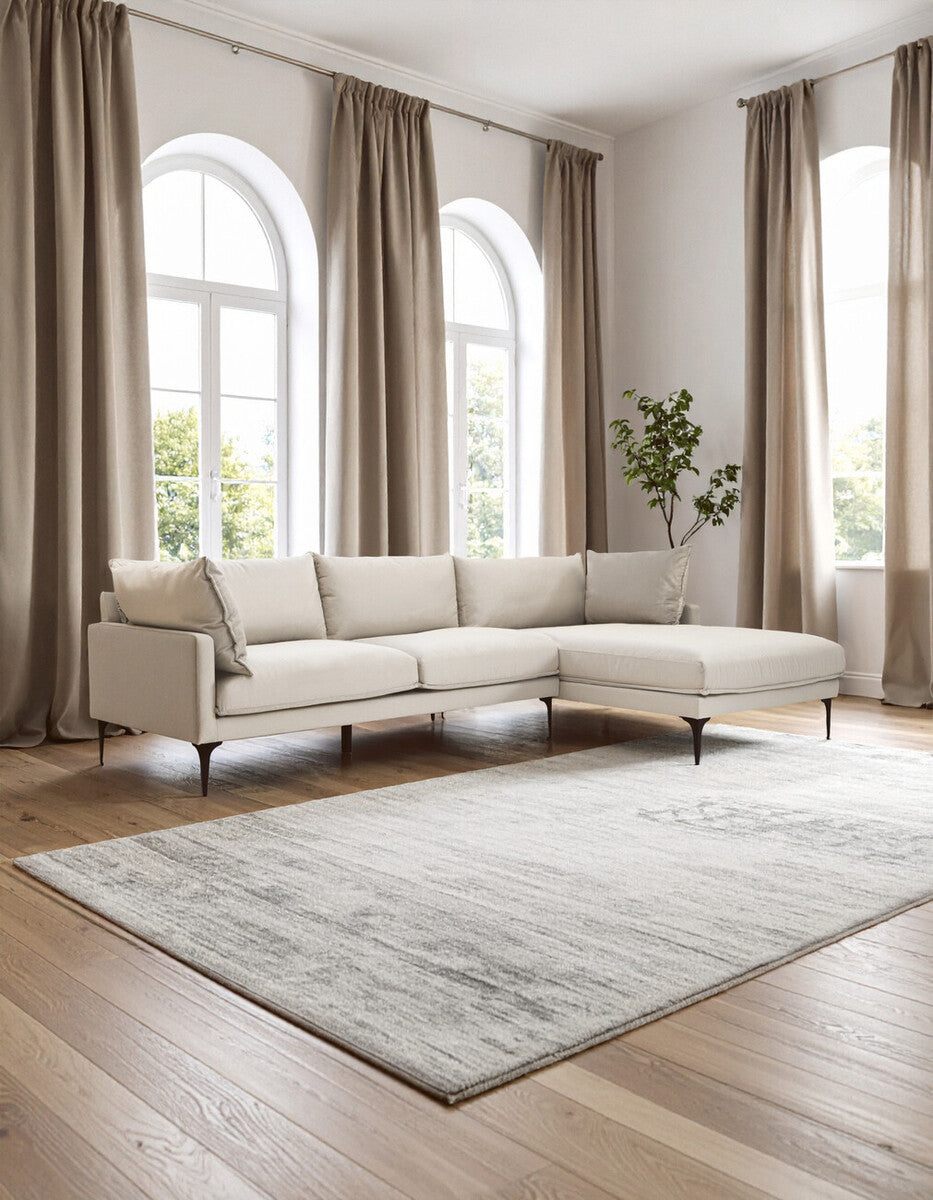 3 Seater Cream Right Chaise Sofa, Comfee