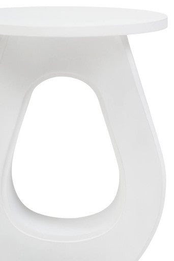 Whitewash Finish Mango Wood Accent Table with Horseshoe Cutout Base, Walsa