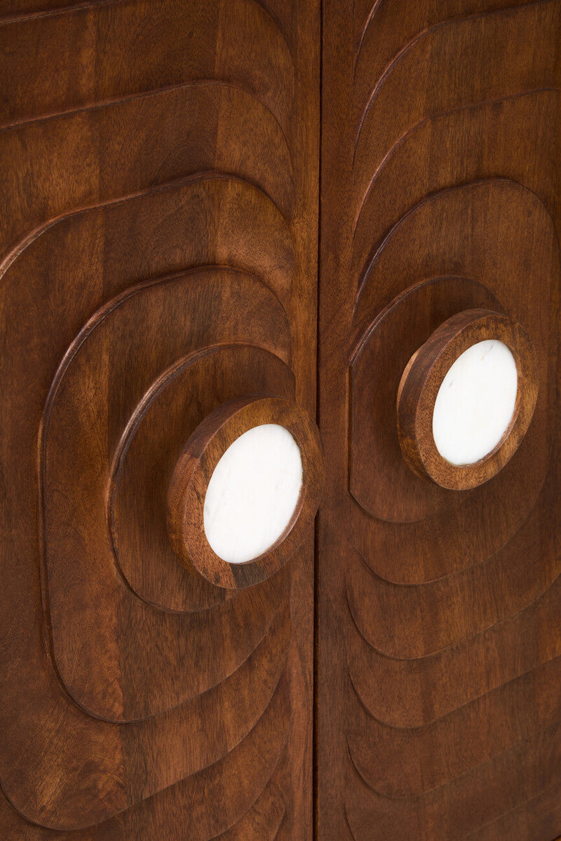 Sangar Two Door Mango Wood Carved Cabinet