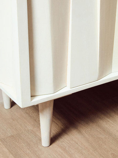 Sita Two Door Whitewash Mango Wood Abstract Cabinet