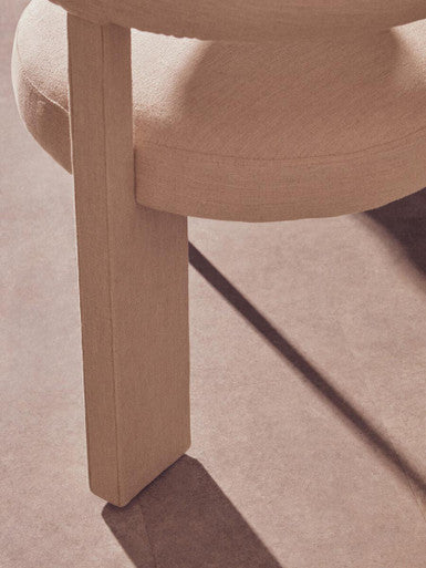 Perdoba Cream Textured Linen Dining Chair with Black Metal Frame