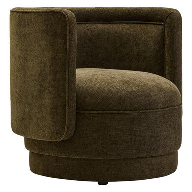 Drake Forest Green Chenille Effect Chair with Curved Back
