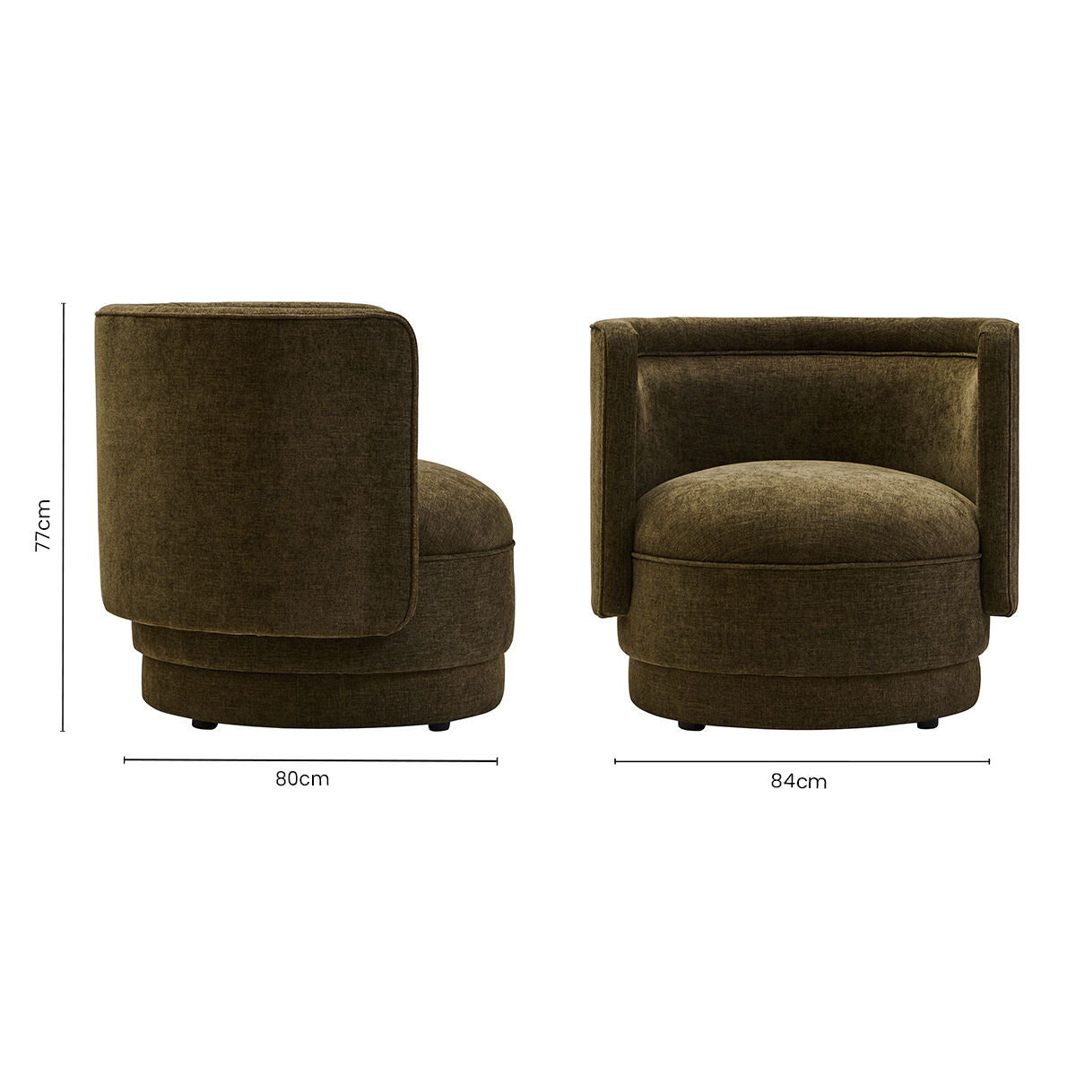 Drake Forest Green Chenille Effect Chair with Curved Back