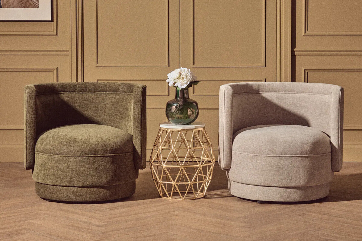 Drake Forest Green Chenille Effect Chair with Curved Back