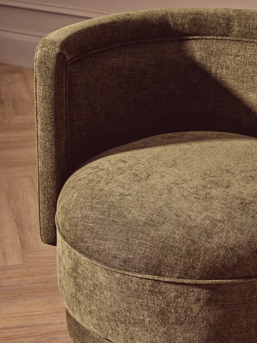 Drake Forest Green Chenille Effect Chair with Curved Back