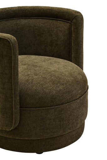 Drake Forest Green Chenille Effect Chair with Curved Back