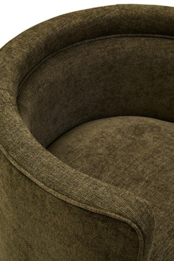 Drake Forest Green Chenille Effect Chair with Curved Back