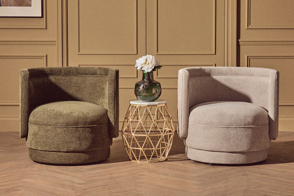 Drake Taupe Chenille Effect Chair with Curved Back