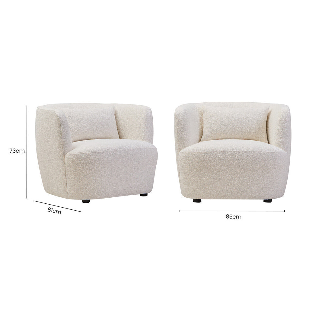 Bruge Cream Fabric Chair with Curved Back