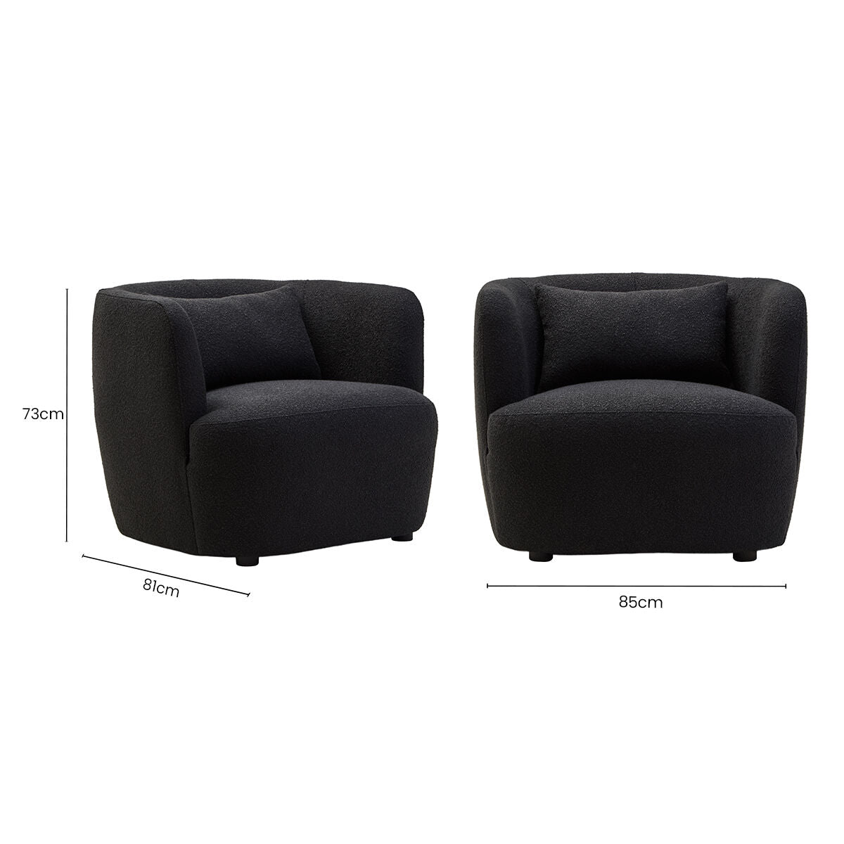 Bruge Black Fabric Chair with Curved Back