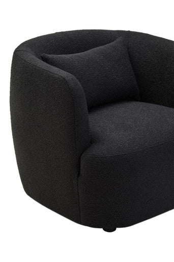 Bruge Black Fabric Chair with Curved Back