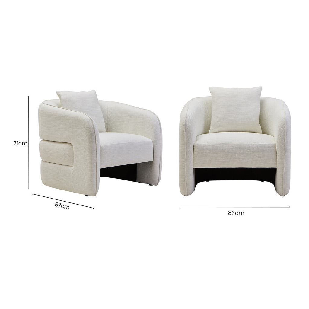 Bilani Cream Linen Effect Chair with Curved Back