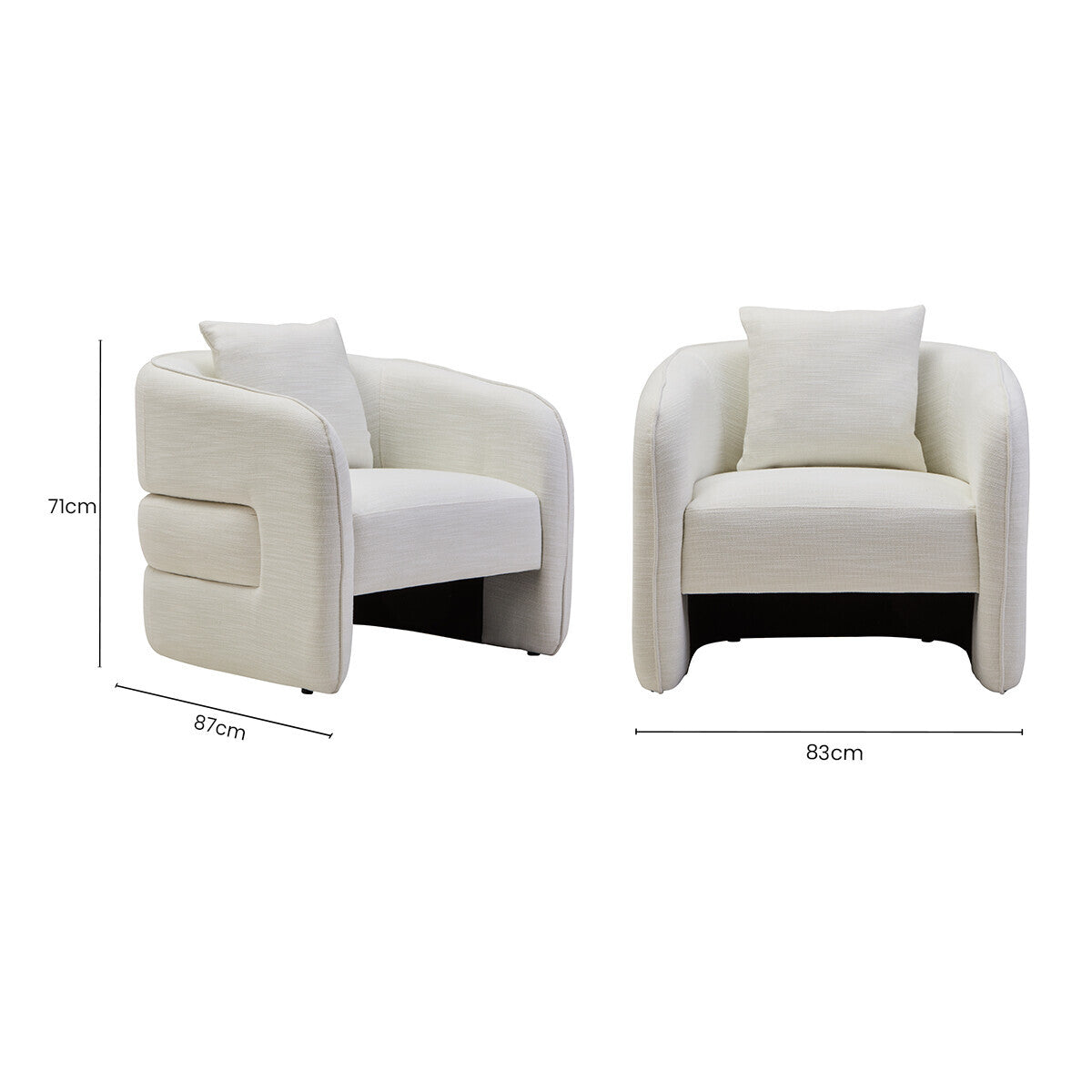 Bilani Cream Linen Effect Chair with Curved Back