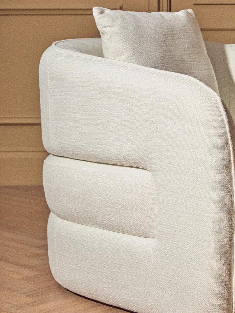 Bilani Cream Linen Effect Chair with Curved Back