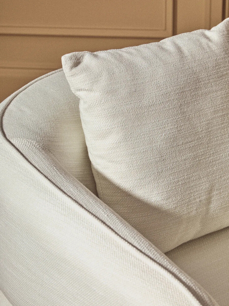 Bilani Cream Linen Effect Chair with Curved Back
