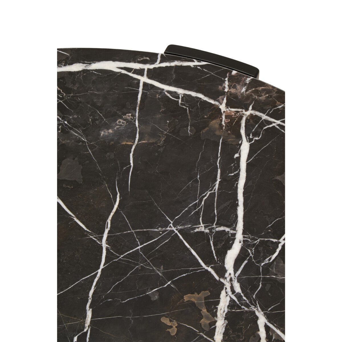 Black Round Marble Top Large Coffee Table with Black Acacia Legs, Palermo