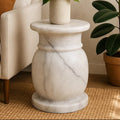Zoro White Marble Side Table and Stool