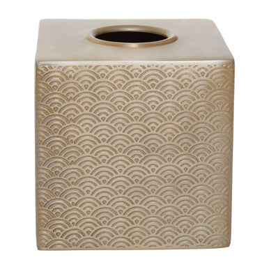 Allegra Champagne Aluminium Tissue Box with Etched Detail