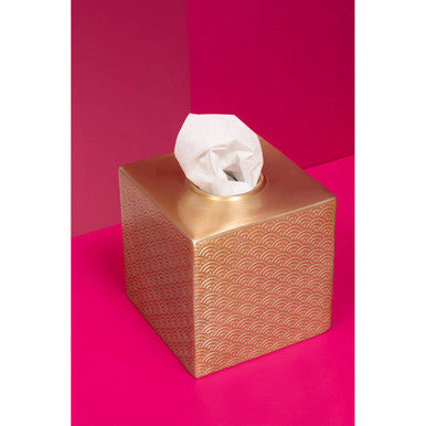 Allegra Champagne Aluminium Tissue Box with Etched Detail