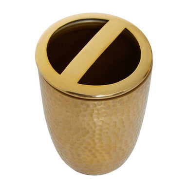Allegra Gold Aluminium Toothbrush Holder with Hammered Effect