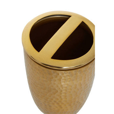 Allegra Gold Aluminium Toothbrush Holder with Hammered Effect