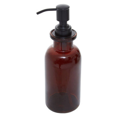 Allegra Brown Glass Soap Dispenser with Black Pump 300ml