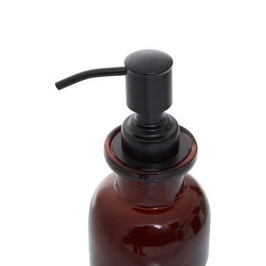 Allegra Brown Glass Soap Dispenser with Black Pump 300ml