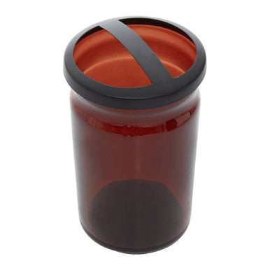 Allegra Brown Glass Toothbrush Holder with Stainless Steel Divider