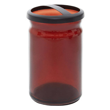 Allegra Brown Glass Toothbrush Holder with Stainless Steel Divider