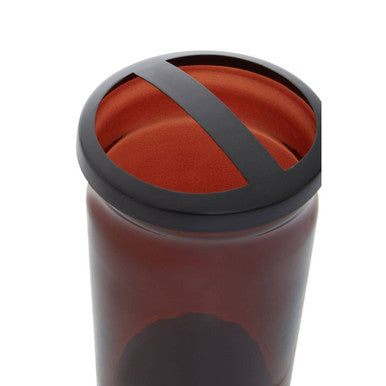 Allegra Brown Glass Toothbrush Holder with Stainless Steel Divider