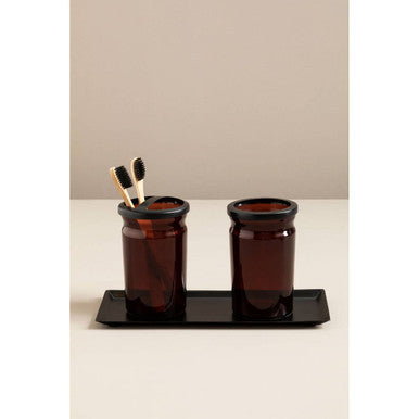 Allegra Black Stainless Steel Rectangular Bathroom Tray
