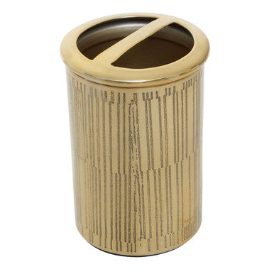 Allegra Gold Aluminium Toothbrush Holder with Line Effect