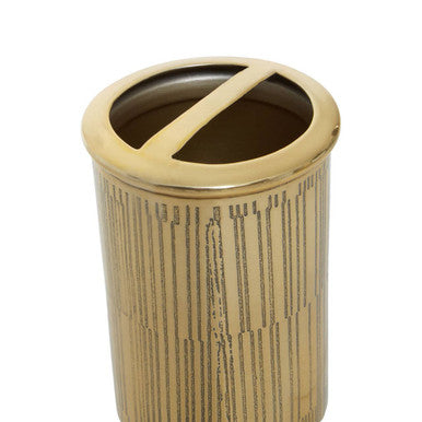 Allegra Gold Aluminium Toothbrush Holder with Line Effect