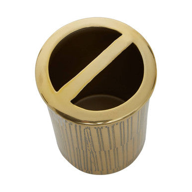 Allegra Gold Aluminium Toothbrush Holder with Line Effect