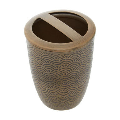 Allegra Gold Aluminium Toothbrush Holder with Etched Detail